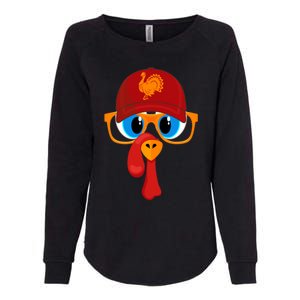 2 Sided Thanksgiving Turkey Face Baseball Hat And Glasses Gift Womens California Wash Sweatshirt