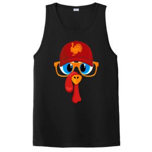 2 Sided Thanksgiving Turkey Face Baseball Hat And Glasses Gift PosiCharge Competitor Tank