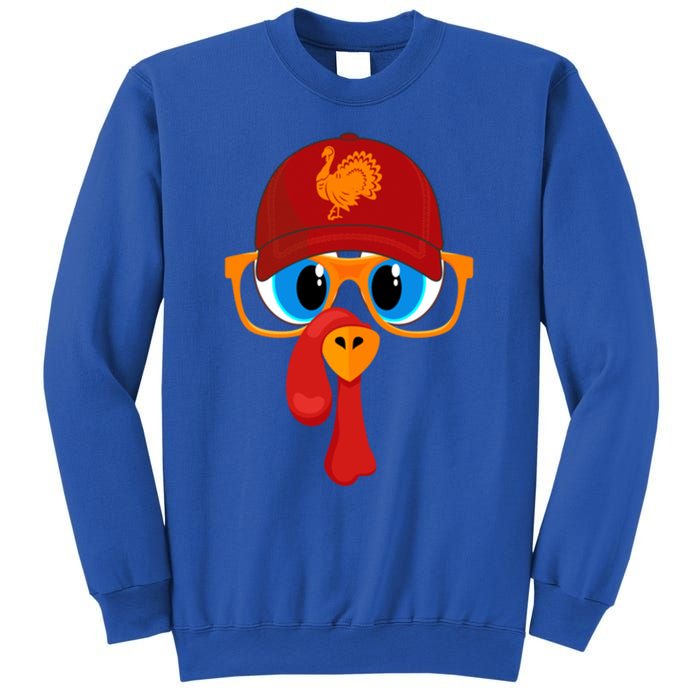 2 Sided Thanksgiving Turkey Face Baseball Hat And Glasses Gift Sweatshirt