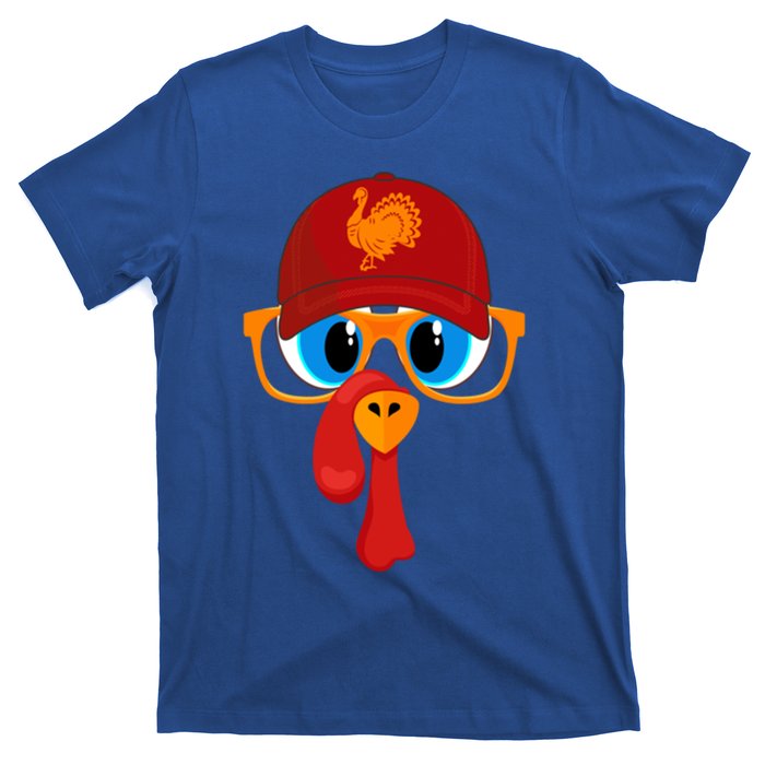 2 Sided Thanksgiving Turkey Face Baseball Hat And Glasses Gift T-Shirt