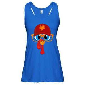 2 Sided Thanksgiving Turkey Face Baseball Hat And Glasses Gift Ladies Essential Flowy Tank