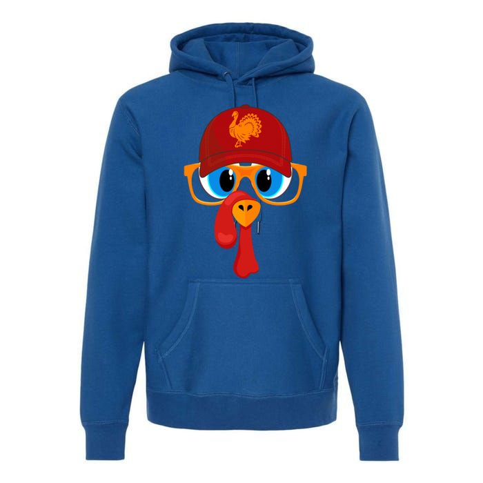 2 Sided Thanksgiving Turkey Face Baseball Hat And Glasses Gift Premium Hoodie