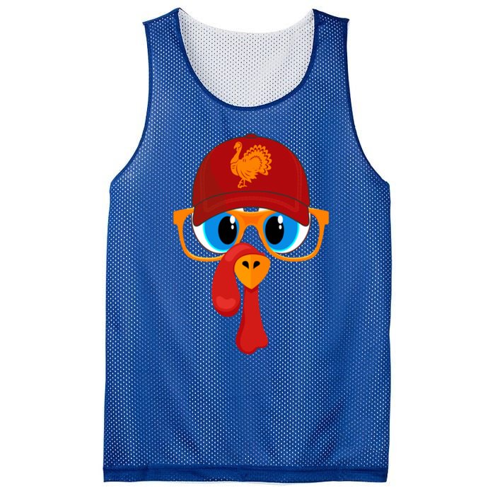 2 Sided Thanksgiving Turkey Face Baseball Hat And Glasses Gift Mesh Reversible Basketball Jersey Tank