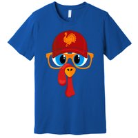 2 Sided Thanksgiving Turkey Face Baseball Hat And Glasses Gift Premium T-Shirt