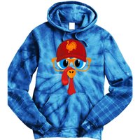 2 Sided Thanksgiving Turkey Face Baseball Hat And Glasses Gift Tie Dye Hoodie