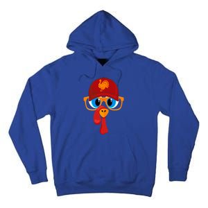 2 Sided Thanksgiving Turkey Face Baseball Hat And Glasses Gift Tall Hoodie