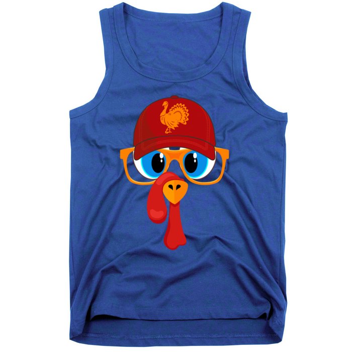 2 Sided Thanksgiving Turkey Face Baseball Hat And Glasses Gift Tank Top