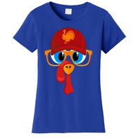 2 Sided Thanksgiving Turkey Face Baseball Hat And Glasses Gift Women's T-Shirt