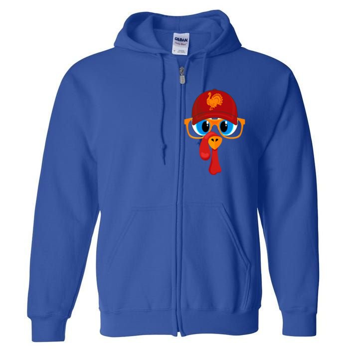 2 Sided Thanksgiving Turkey Face Baseball Hat And Glasses Gift Full Zip Hoodie