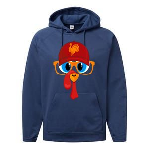 2 Sided Thanksgiving Turkey Face Baseball Hat And Glasses Gift Performance Fleece Hoodie