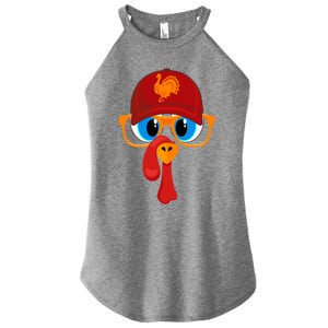 2 Sided Thanksgiving Turkey Face Baseball Hat And Glasses Gift Women's Perfect Tri Rocker Tank