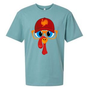 2 Sided Thanksgiving Turkey Face Baseball Hat And Glasses Gift Sueded Cloud Jersey T-Shirt