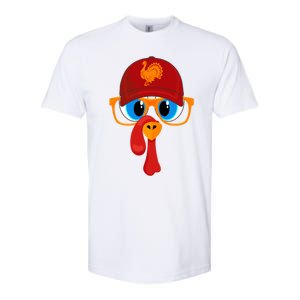 2 Sided Thanksgiving Turkey Face Baseball Hat And Glasses Gift Softstyle CVC T-Shirt