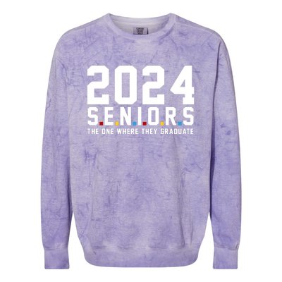 2024 Seniors The One Where They Graduated Colorblast Crewneck Sweatshirt