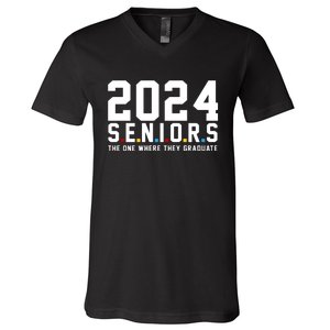 2024 Seniors The One Where They Graduated V-Neck T-Shirt