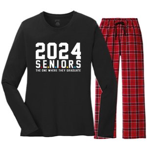 2024 Seniors The One Where They Graduated Women's Long Sleeve Flannel Pajama Set 