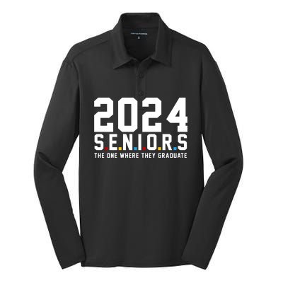 2024 Seniors The One Where They Graduated Silk Touch Performance Long Sleeve Polo