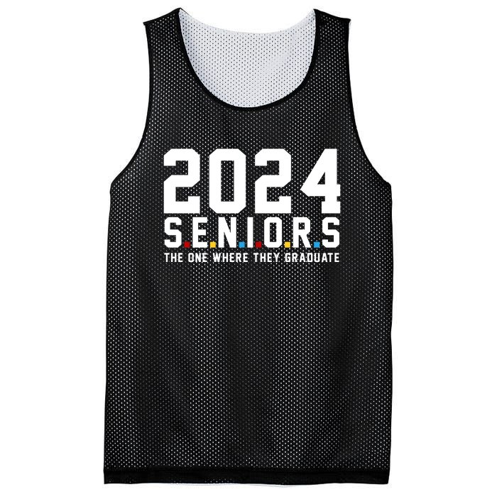 2024 Seniors The One Where They Graduated Mesh Reversible Basketball Jersey Tank