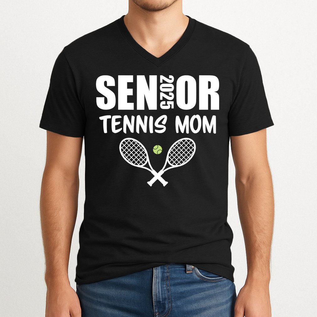 2025 Senior Tennis Mom Team Parent Helper Class Of 2025 V-Neck T-Shirt