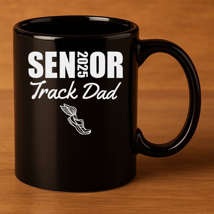 2025 Senior Track Dad Class Of 2025 Parent Run Jump Throw 11oz C Handle Ceramic Mug