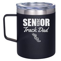 2025 Senior Track Dad Class Of 2025 Parent Run Jump Throw 12oz Stainless Steel Coffee Mug