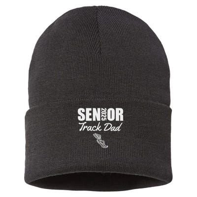 2025 Senior Track Dad Class Of 2025 Parent Run Jump Throw Sustainable Knit Beanie