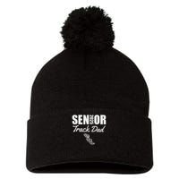 2025 Senior Track Dad Class Of 2025 Parent Run Jump Throw Pom Pom 12in Knit Beanie
