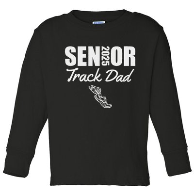 2025 Senior Track Dad Class Of 2025 Parent Run Jump Throw Toddler Long Sleeve Shirt