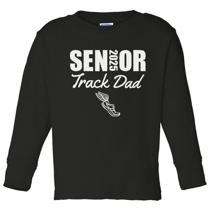 2025 Senior Track Dad Class Of 2025 Parent Run Jump Throw Toddler Long Sleeve Shirt