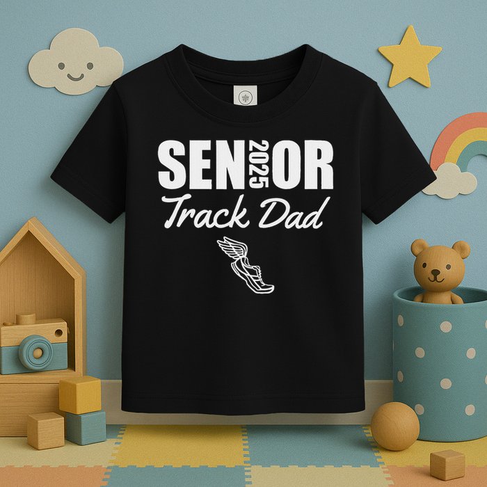 2025 Senior Track Dad Class Of 2025 Parent Run Jump Throw Toddler T-Shirt
