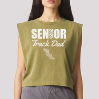 2025 Senior Track Dad Class Of 2025 Parent Run Jump Throw Garment-Dyed Women's Muscle Tee