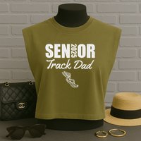 2025 Senior Track Dad Class Of 2025 Parent Run Jump Throw Garment-Dyed Women's Muscle Tee