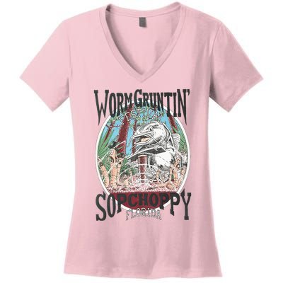 2005 Sopchoppy Worm Grunting Festival Women's V-Neck T-Shirt