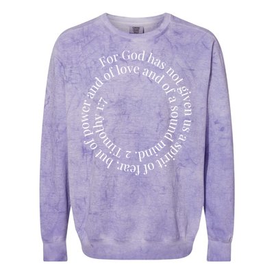 2 Timothy 1:7 Cute Gift Bible Verse Gift Colorblast Crewneck Sweatshirt