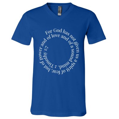 2 Timothy 1:7 Cute Gift Bible Verse Gift V-Neck T-Shirt