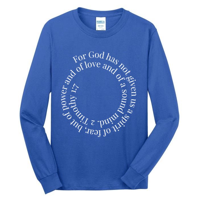 2 Timothy 1:7 Cute Gift Bible Verse Gift Tall Long Sleeve T-Shirt