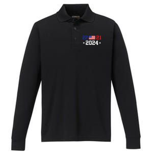 22 To 21 Final Score 2024 Trump Performance Long Sleeve Polo