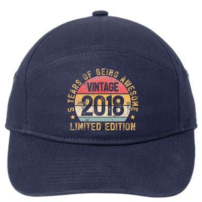 2018 Turning 5 BDay 5th Birthday 5 Years Old Vintage 7-Panel Snapback Hat