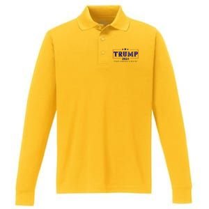 2024 Take America Back Trump Make America Performance Long Sleeve Polo