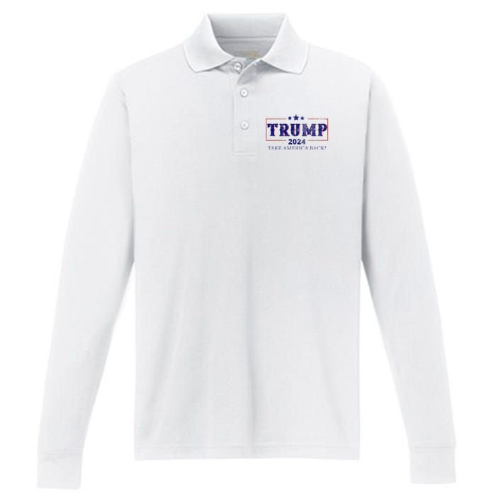 2024 Take America Back Trump Make America Performance Long Sleeve Polo