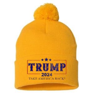 2024 Take America Back Trump Make America Pom Pom 12in Knit Beanie