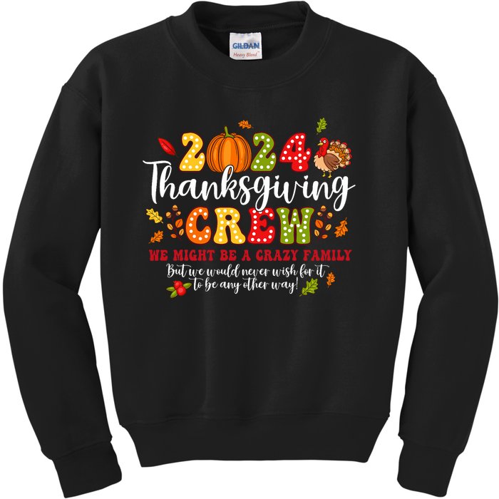 2024 Thanksgiving Crew Turkey Fall Family Matching Kids Sweatshirt