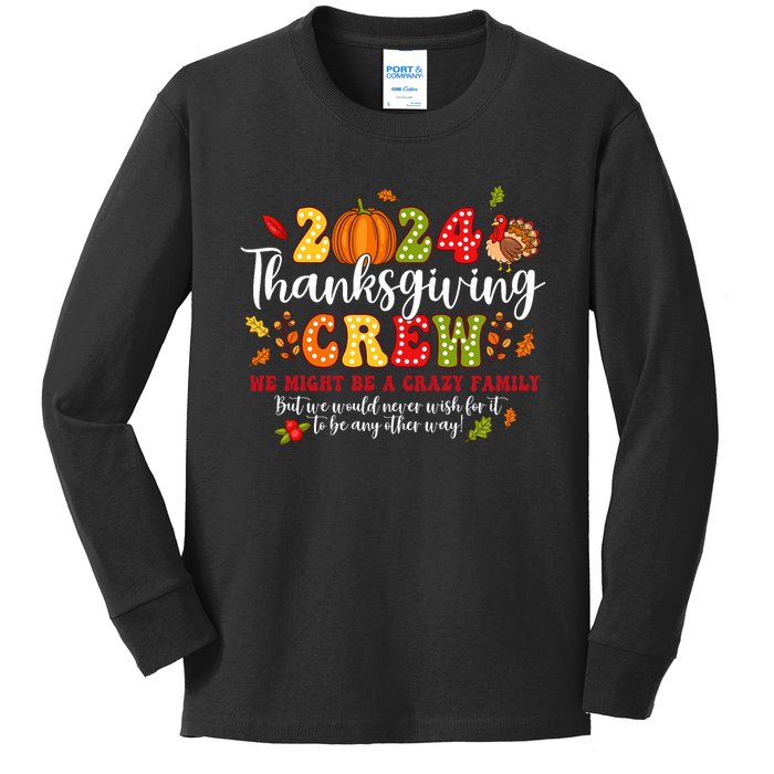 2024 Thanksgiving Crew Turkey Fall Family Matching Kids Long Sleeve Shirt