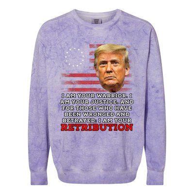 2024 Trump Desantis Florida CPAC I Am Your Retribution Trumo Colorblast Crewneck Sweatshirt