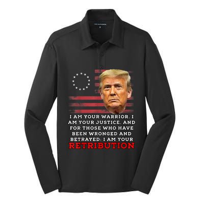 2024 Trump Desantis Florida CPAC I Am Your Retribution Trumo Silk Touch Performance Long Sleeve Polo