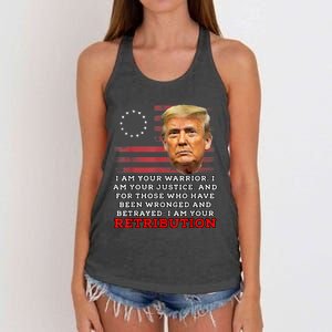 2024 Trump Desantis Florida CPAC I Am Your Retribution Trumo Women's Knotted Racerback Tank