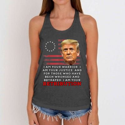 2024 Trump Desantis Florida CPAC I Am Your Retribution Trumo Women's Knotted Racerback Tank