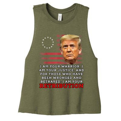 2024 Trump Desantis Florida CPAC I Am Your Retribution Trumo Women's Racerback Cropped Tank