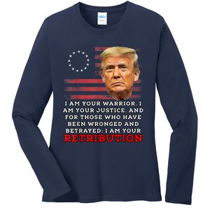 2024 Trump Desantis Florida CPAC I Am Your Retribution Trumo Ladies Long Sleeve Shirt