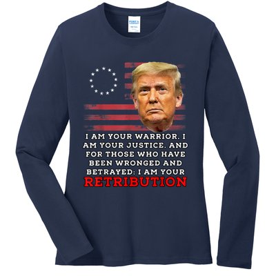 2024 Trump Desantis Florida CPAC I Am Your Retribution Trumo Ladies Long Sleeve Shirt